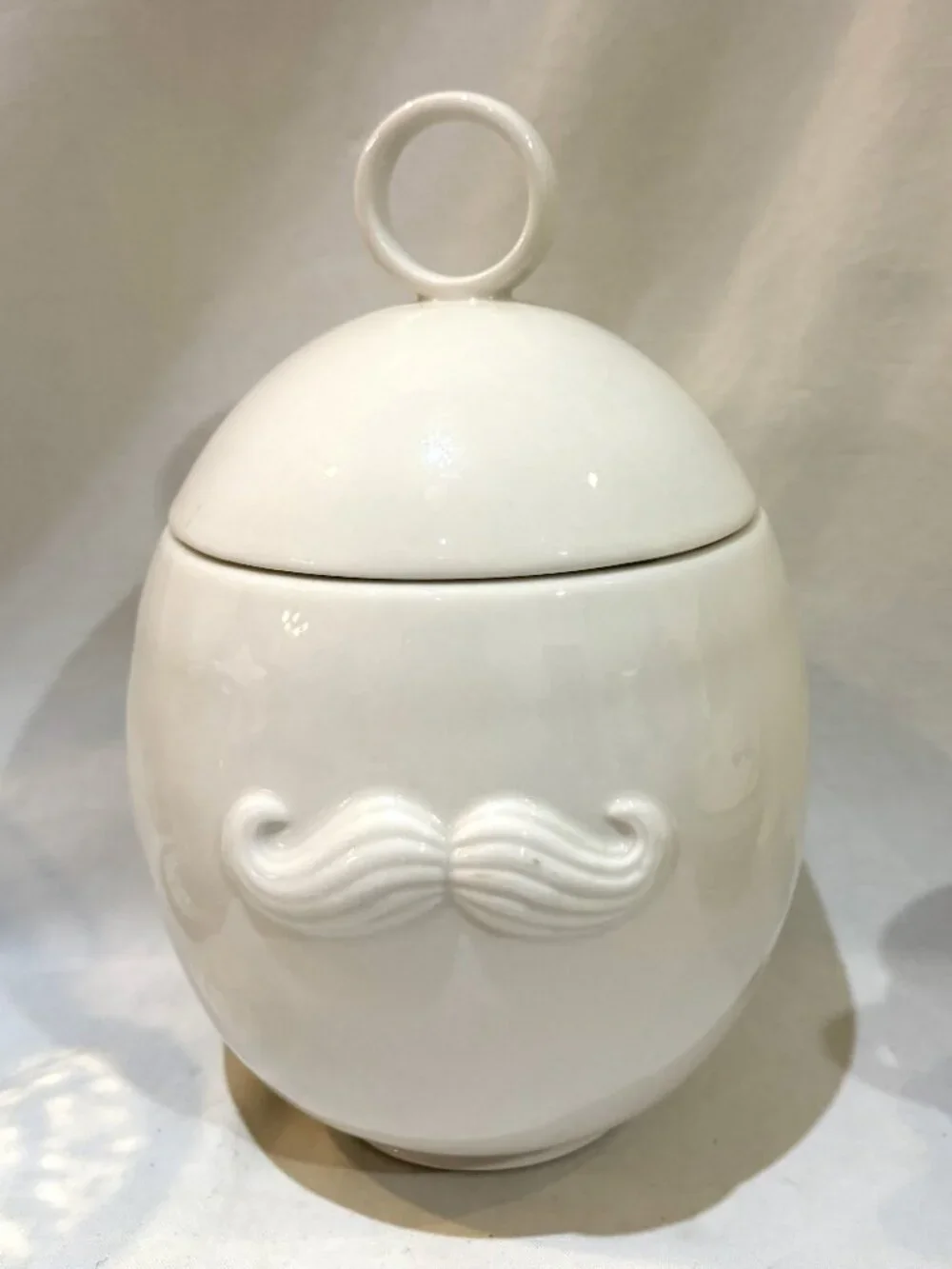 Jonathan Adler Mr & Mrs Muse White Porcelain Lidded Canister Cookie Jar